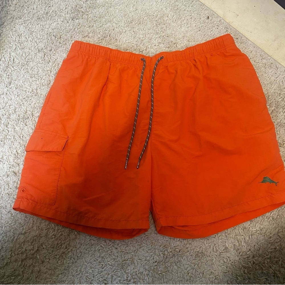 Tommy Bahama Board Shorts Orange Drawstring Pocket Lined Swim Men's Size XL EUC